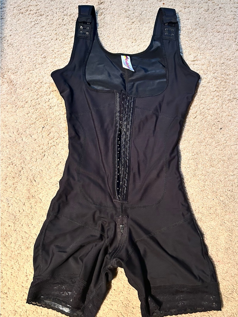 Black Full-Body Shapewear Suit with Front Hook Closure